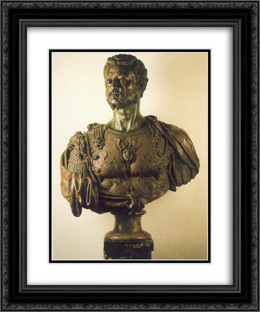 Bust of Cosimo I 20x24 Black Ornate Wood Framed Art Print Poster with Double Matting by Cellini, Benvenuto