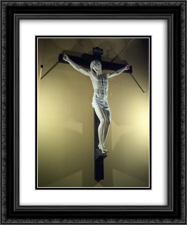 Crucifix 20x24 Black Ornate Wood Framed Art Print Poster with Double Matting by Cellini, Benvenuto