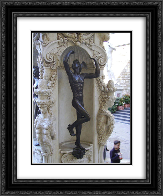 Mercury 20x24 Black Ornate Wood Framed Art Print Poster with Double Matting by Cellini, Benvenuto