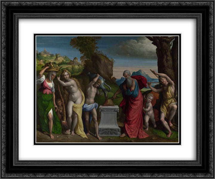 A Pagan Sacrifice 24x20 Black Ornate Wood Framed Art Print Poster with Double Matting by Tisi, Benvenuto