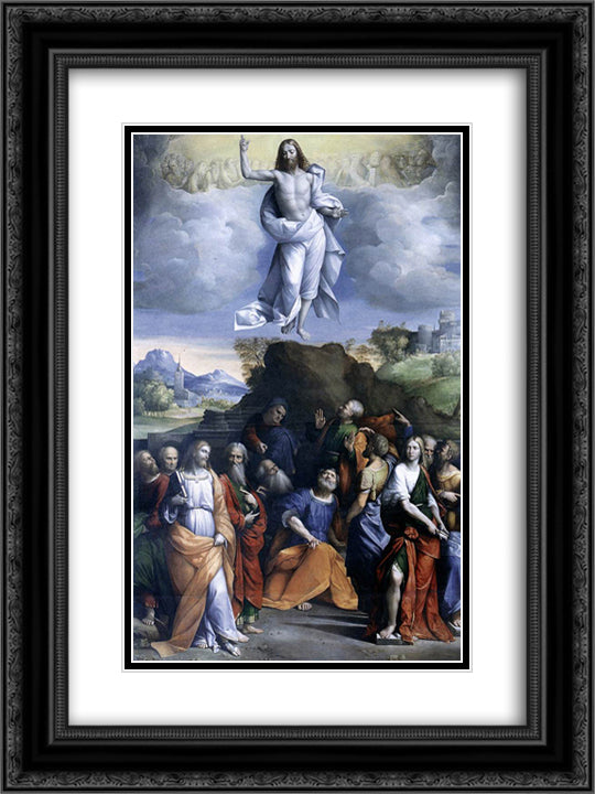 Ascension of Christ 18x24 Black Ornate Wood Framed Art Print Poster with Double Matting by Tisi, Benvenuto