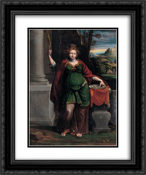 Saint Lucy 20x24 Black Ornate Wood Framed Art Print Poster with Double Matting by Tisi, Benvenuto