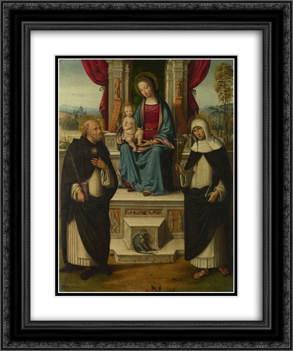 The Virgin and Child with Saints 20x24 Black Ornate Wood Framed Art Print Poster with Double Matting by Tisi, Benvenuto