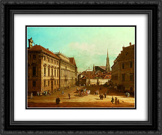 A view of the Lobkowicz Palace in Vienna 24x20 Black Ornate Wood Framed Art Print Poster with Double Matting by Bellotto, Bernardo