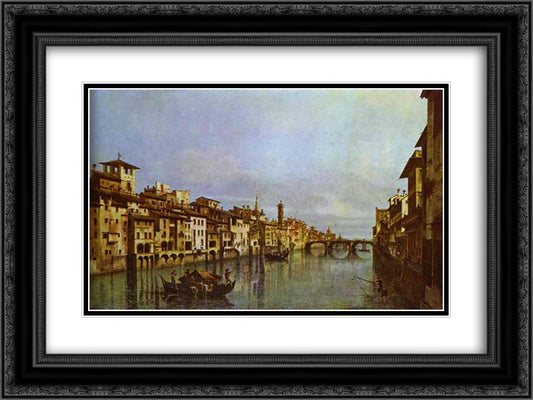 Arno in Florence 24x18 Black Ornate Wood Framed Art Print Poster with Double Matting by Bellotto, Bernardo