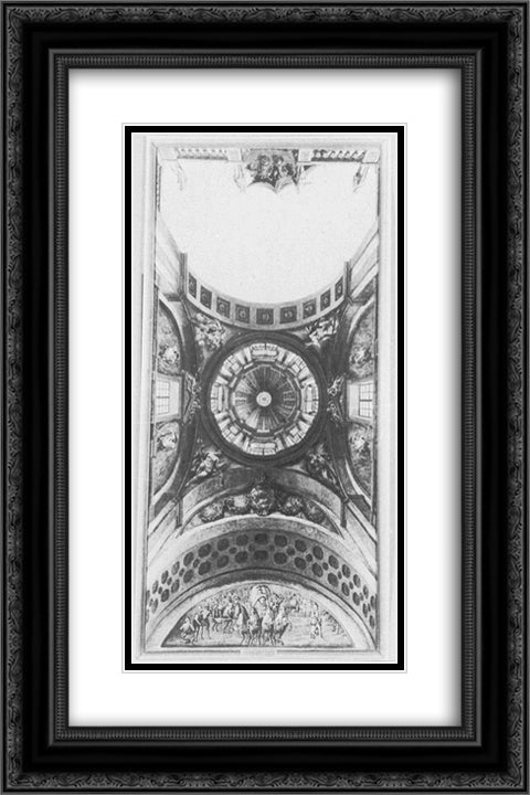 Ceiling decoration design of a hall in the Ujazdow Castle 16x24 Black Ornate Wood Framed Art Print Poster with Double Matting by Bellotto, Bernardo