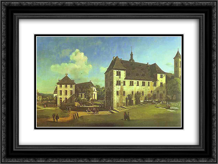 Courtyard of the Castle at Konigstein from the South 24x18 Black Ornate Wood Framed Art Print Poster with Double Matting by Bellotto, Bernardo