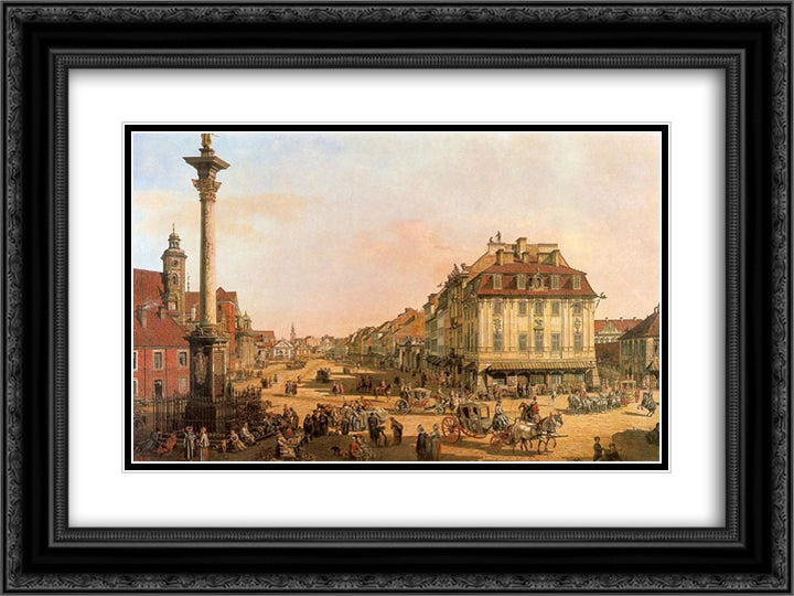 Cracow Suburb seen from the Cracow Gate 24x18 Black Ornate Wood Framed Art Print Poster with Double Matting by Bellotto, Bernardo