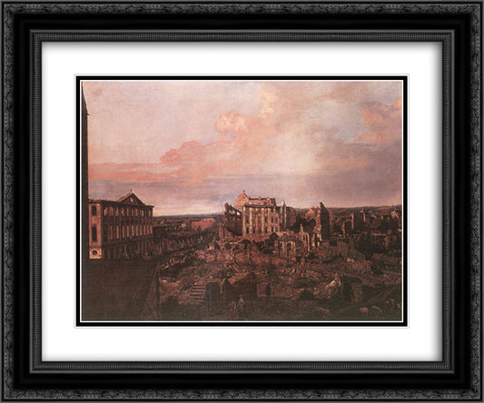 Dresden, the Ruins of the Pirnaische Vorstadt 24x20 Black Ornate Wood Framed Art Print Poster with Double Matting by Bellotto, Bernardo