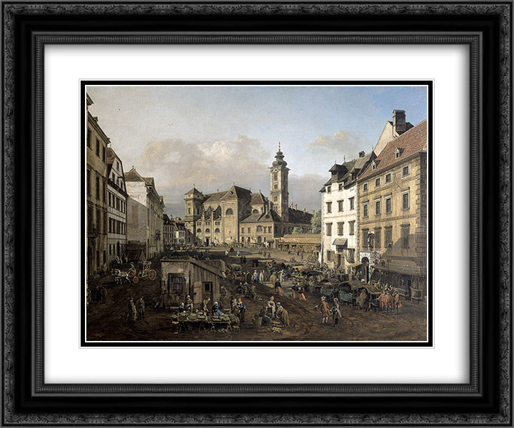 Freyung in Vienna, View from the southeast 24x20 Black Ornate Wood Framed Art Print Poster with Double Matting by Bellotto, Bernardo