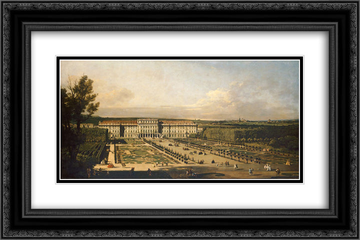 Imperial summer palace of Schonbrunn, garden facade 24x16 Black Ornate Wood Framed Art Print Poster with Double Matting by Bellotto, Bernardo