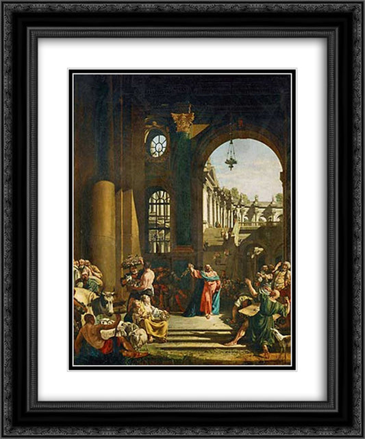 Jesus Cleansing the Temple 20x24 Black Ornate Wood Framed Art Print Poster with Double Matting by Bellotto, Bernardo