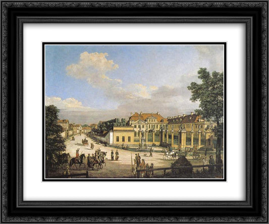 Mniszech Palace in Warsaw 24x20 Black Ornate Wood Framed Art Print Poster with Double Matting by Bellotto, Bernardo