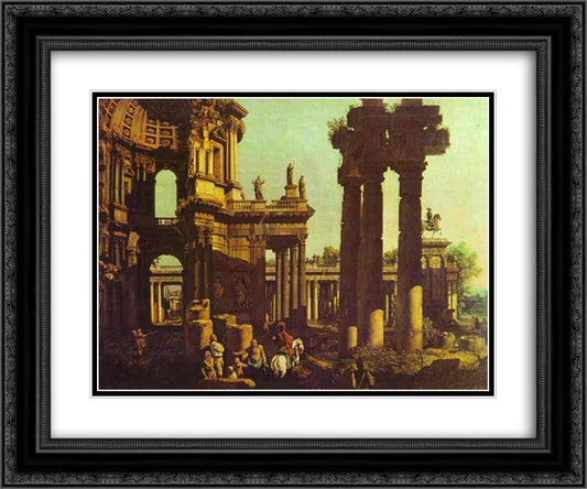 Ruins of a Temple 24x20 Black Ornate Wood Framed Art Print Poster with Double Matting by Bellotto, Bernardo