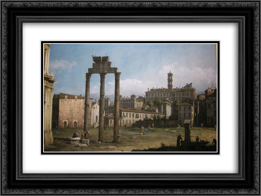 Ruins of the Forum, Rome 24x18 Black Ornate Wood Framed Art Print Poster with Double Matting by Bellotto, Bernardo