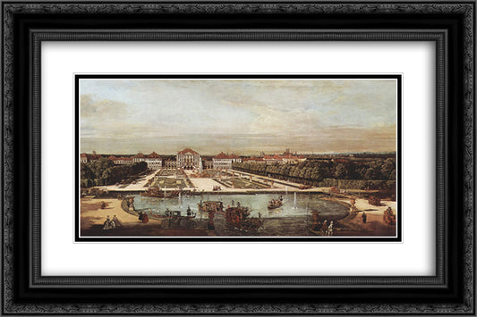 Schloss Nymphenburg 24x16 Black Ornate Wood Framed Art Print Poster with Double Matting by Bellotto, Bernardo