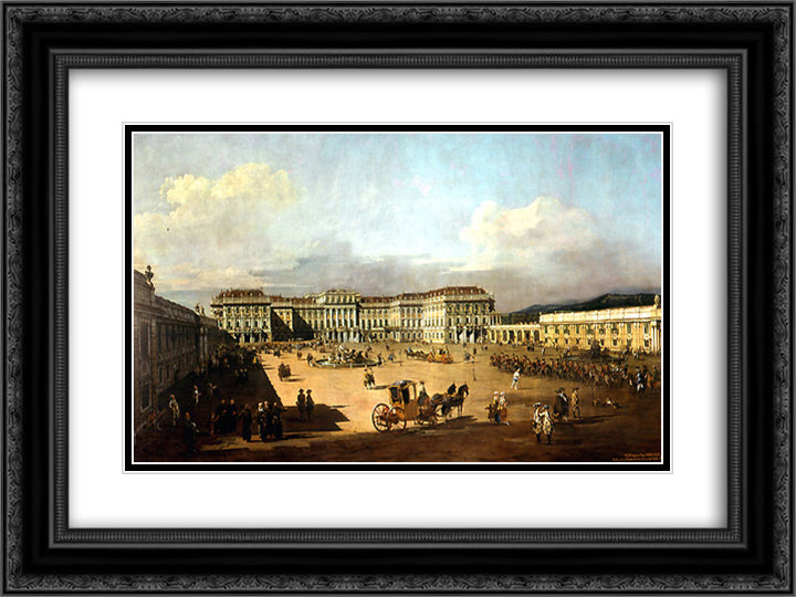 Schloss Schonbrunn 24x18 Black Ornate Wood Framed Art Print Poster with Double Matting by Bellotto, Bernardo