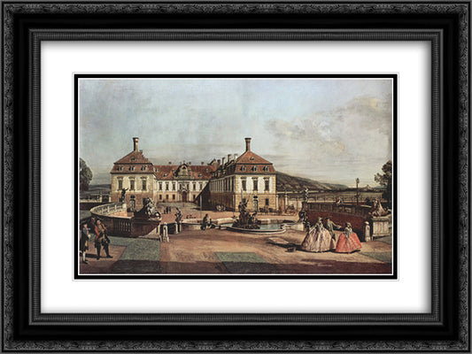 The imperial summer residence, courtyard 24x18 Black Ornate Wood Framed Art Print Poster with Double Matting by Bellotto, Bernardo