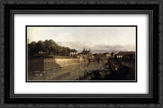 The Moat of the Zwinger in Dresden 24x16 Black Ornate Wood Framed Art Print Poster with Double Matting by Bellotto, Bernardo