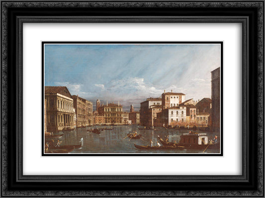 Venice Veduta 24x18 Black Ornate Wood Framed Art Print Poster with Double Matting by Bellotto, Bernardo