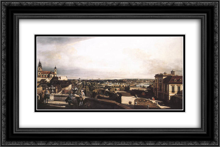 Vienna, Panorama from Palais Kaunitz 24x16 Black Ornate Wood Framed Art Print Poster with Double Matting by Bellotto, Bernardo