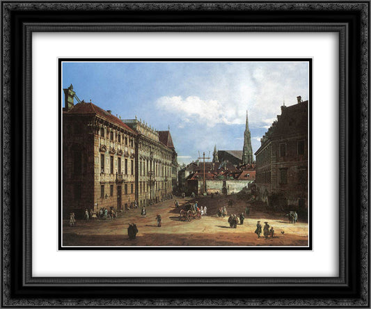 Vienna, the Lobkowitzplatz 24x20 Black Ornate Wood Framed Art Print Poster with Double Matting by Bellotto, Bernardo