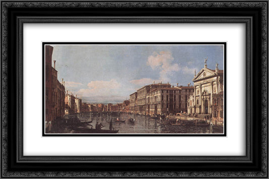 View of the Grand Canal at San Stae 24x16 Black Ornate Wood Framed Art Print Poster with Double Matting by Bellotto, Bernardo