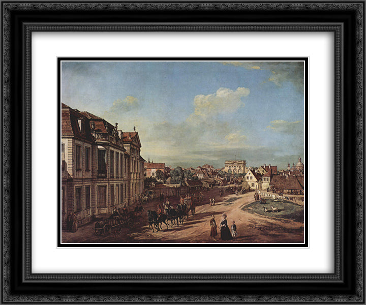 View of the Square of Zelazna Brama, Warsaw 24x20 Black Ornate Wood Framed Art Print Poster with Double Matting by Bellotto, Bernardo