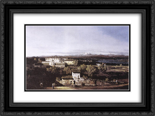 View of the Villa Cagnola at Gazzada neVarese 24x18 Black Ornate Wood Framed Art Print Poster with Double Matting by Bellotto, Bernardo