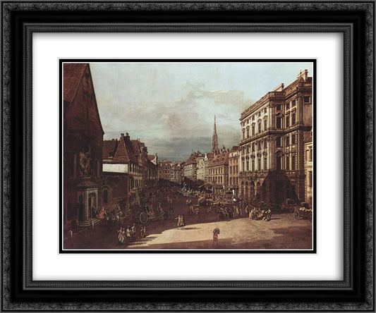 View of Vienna, flour market of Southwest seen from northeast 24x20 Black Ornate Wood Framed Art Print Poster with Double Matting by Bellotto, Bernardo