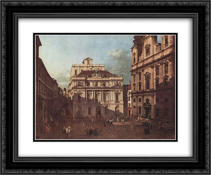 View of Vienna, square in front of the university, seen from the southeast off the great hall of the University 24x20 Black Ornate Wood Framed Art Print Poster with Double Matting by Bellotto, Bernardo