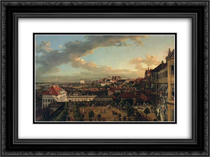 View of Warsaw from the terrace of the Royal Castle 24x18 Black Ornate Wood Framed Art Print Poster with Double Matting by Bellotto, Bernardo