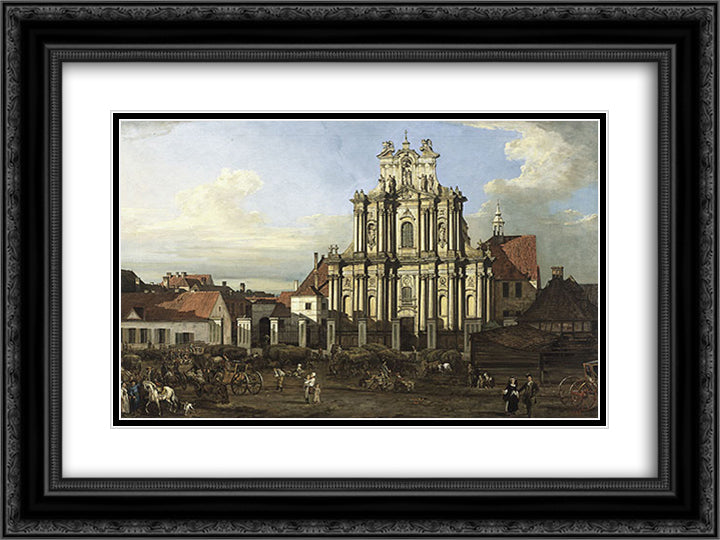 Visitationist Church in Warsaw 24x18 Black Ornate Wood Framed Art Print Poster with Double Matting by Bellotto, Bernardo