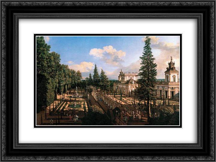 Wilanow Palace as seen from north east 24x18 Black Ornate Wood Framed Art Print Poster with Double Matting by Bellotto, Bernardo