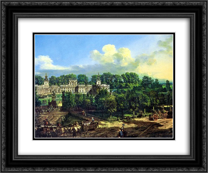 Wilanow Palace seen from the entrance 24x20 Black Ornate Wood Framed Art Print Poster with Double Matting by Bellotto, Bernardo