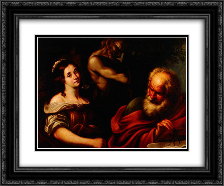 Allegory of Mathematics 24x20 Black Ornate Wood Framed Art Print Poster with Double Matting by Strozzi, Bernardo