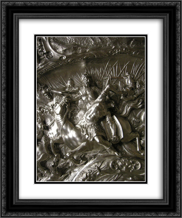 Bowl with scenes from the life of Cleopatra 20x24 Black Ornate Wood Framed Art Print Poster with Double Matting by Strozzi, Bernardo