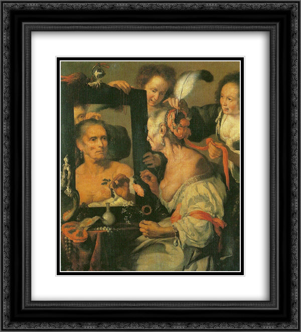 Old Coquette 20x22 Black Ornate Wood Framed Art Print Poster with Double Matting by Strozzi, Bernardo