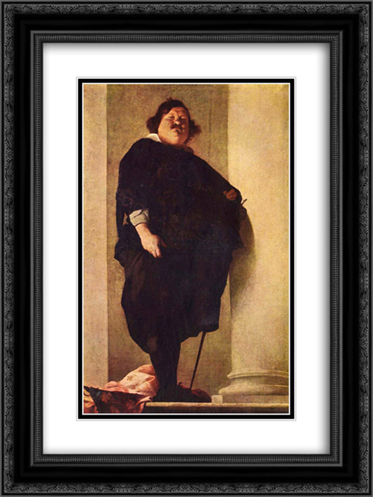 Portrait of a fat gentleman 18x24 Black Ornate Wood Framed Art Print Poster with Double Matting by Strozzi, Bernardo