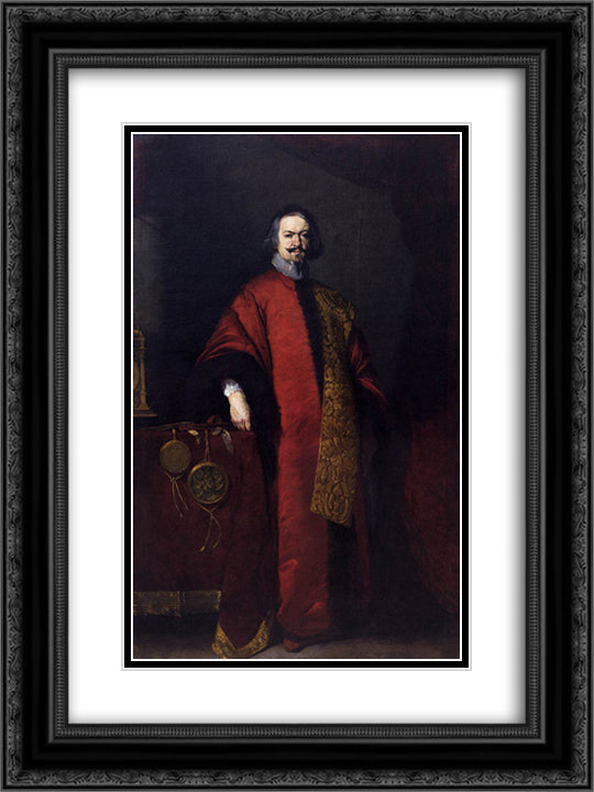 Portrait of the Knight Giovanni Grimani 18x24 Black Ornate Wood Framed Art Print Poster with Double Matting by Strozzi, Bernardo