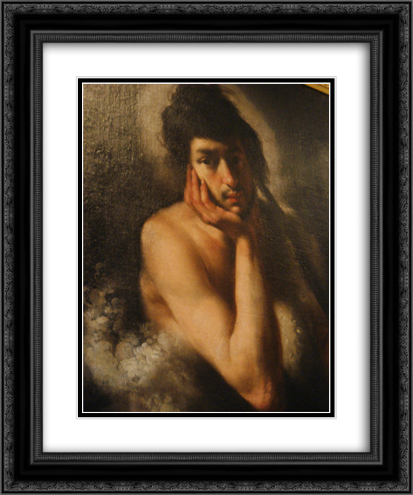 Saint John the Baptist (detail) 20x24 Black Ornate Wood Framed Art Print Poster with Double Matting by Strozzi, Bernardo