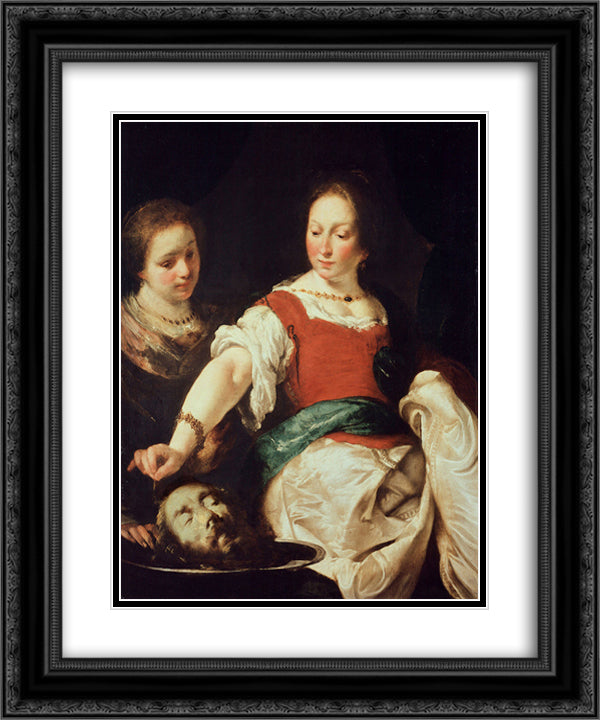 Salome 20x24 Black Ornate Wood Framed Art Print Poster with Double Matting by Strozzi, Bernardo