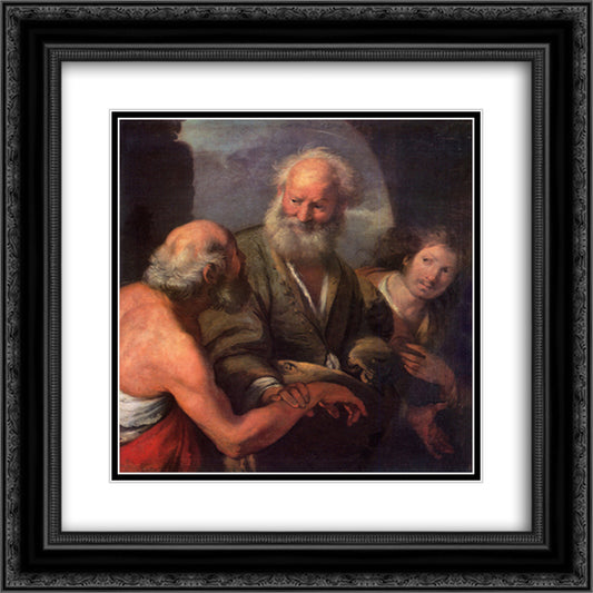 St. Peter Cures the Lame Beggar 20x20 Black Ornate Wood Framed Art Print Poster with Double Matting by Strozzi, Bernardo