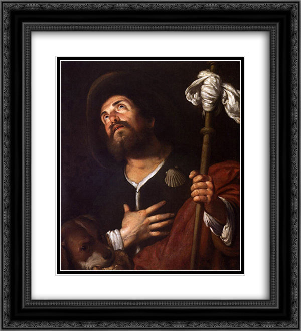 St. Roch 20x22 Black Ornate Wood Framed Art Print Poster with Double Matting by Strozzi, Bernardo