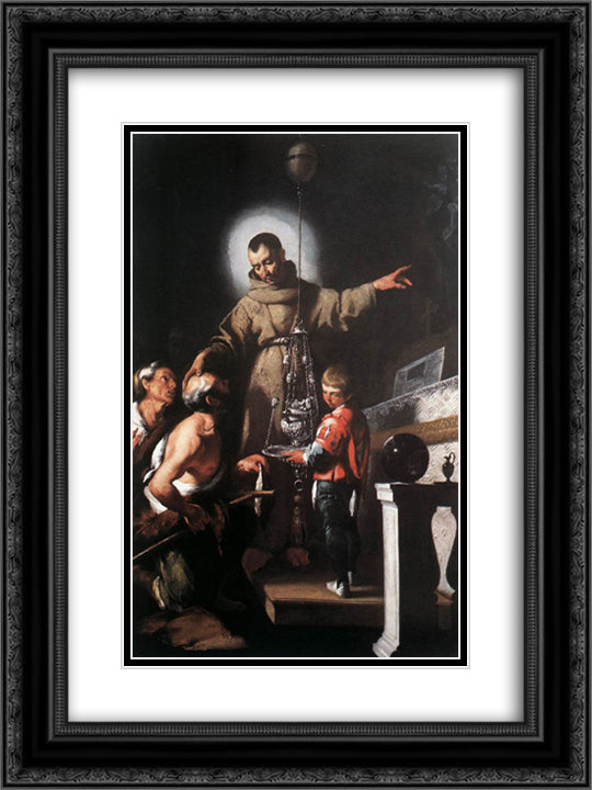 The Miracle of St. Diego of Alcantara 18x24 Black Ornate Wood Framed Art Print Poster with Double Matting by Strozzi, Bernardo