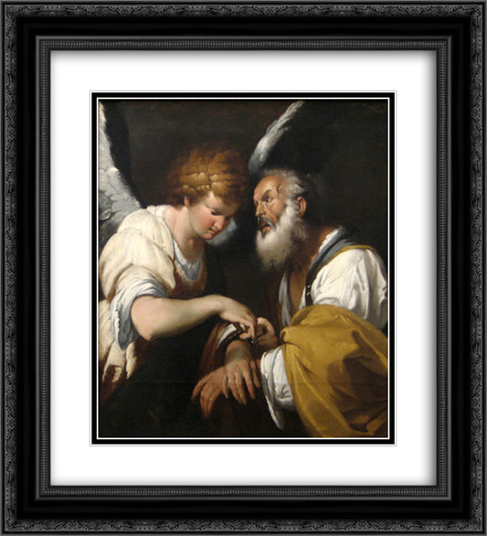 The Release of St. Peter 20x22 Black Ornate Wood Framed Art Print Poster with Double Matting by Strozzi, Bernardo
