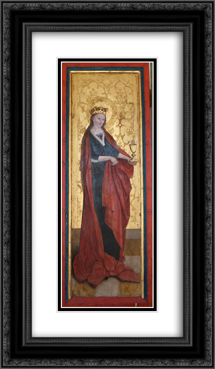 Barbara of Nicomedia 14x24 Black Ornate Wood Framed Art Print Poster with Double Matting by Strigel, Bernhard