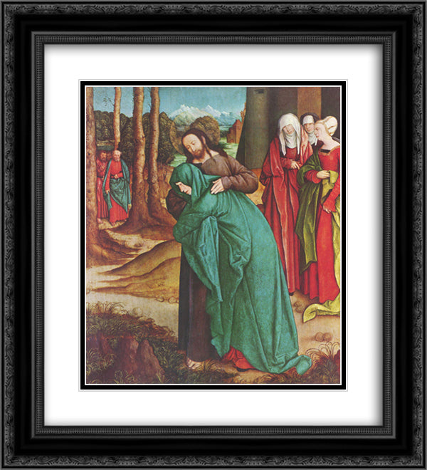 Christ Taking Leave of His Mother 20x22 Black Ornate Wood Framed Art Print Poster with Double Matting by Strigel, Bernhard