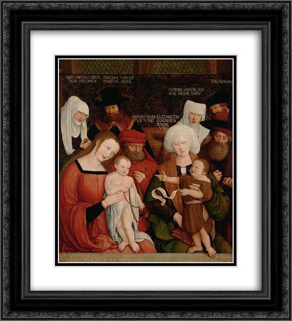 Holy Family 20x22 Black Ornate Wood Framed Art Print Poster with Double Matting by Strigel, Bernhard