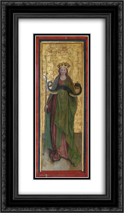 Margaret of Antioch 14x24 Black Ornate Wood Framed Art Print Poster with Double Matting by Strigel, Bernhard
